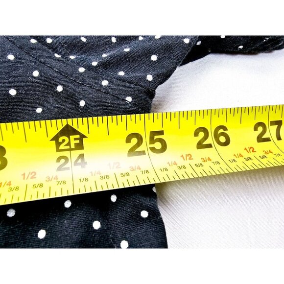 Paper Denim Cloth Stretch Fabric Classeic Size 2XL Black Polka Dots Short Sleeve - Picture 2 of 9